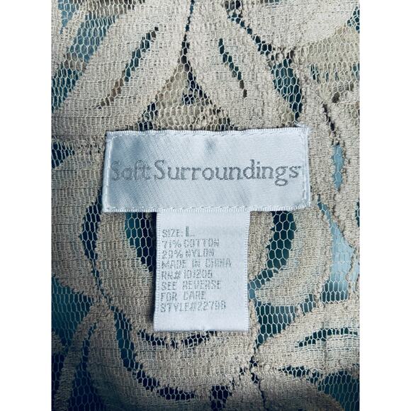 Soft Surroundings Lace Blouse Tunic Tan Large Elegant - Picture 3 of 5